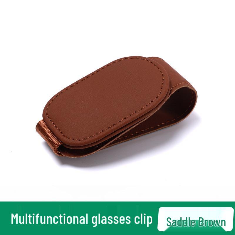 Multi-Function Leather Car Visor Storage Clip for Sunglasses and Cards