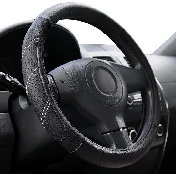 Durable Faux Leather Car Steering Wheel Cover Scratch Proof Car Steering Wheel Cover for All Vehicle Models 38 cm чёрный