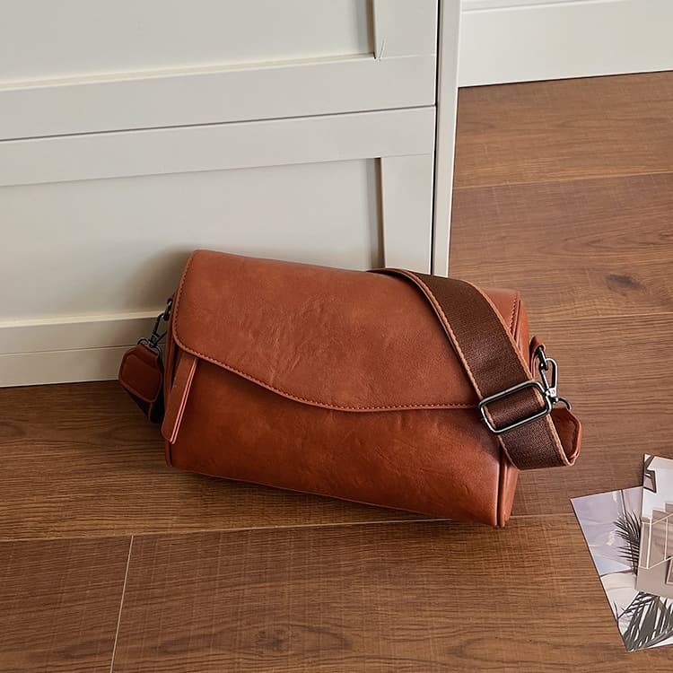 Dámská tote taška s klopou z voskované kůže, ramenní taška, messenger taška