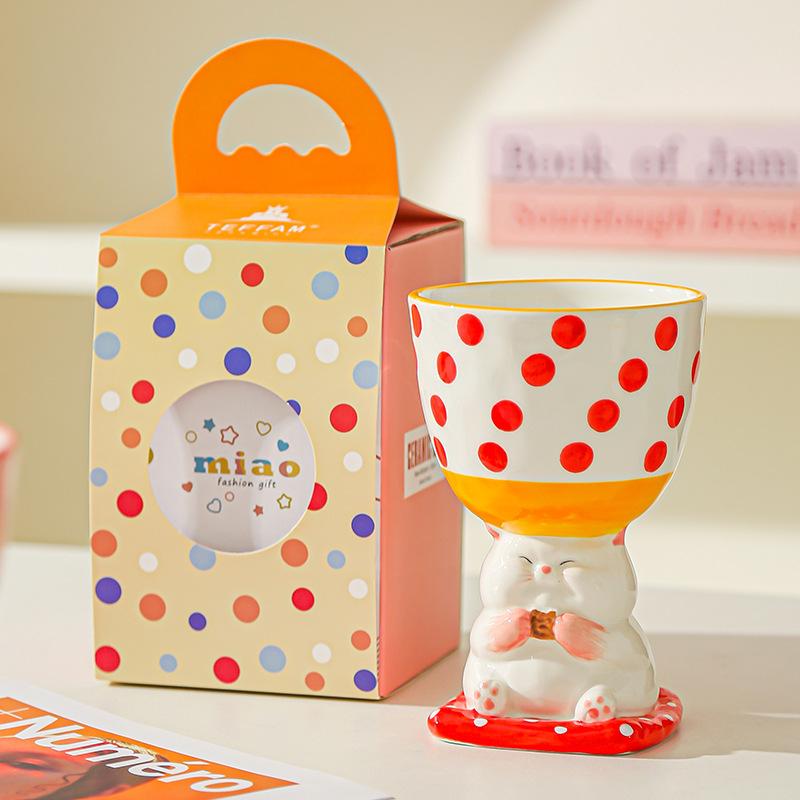 Cartoon Cute Birthday Gift Hand Painted Goblet Ice Cream Cup Creative Dessert Cup Cake Cup Ceramic Cup Aromatherapy Table