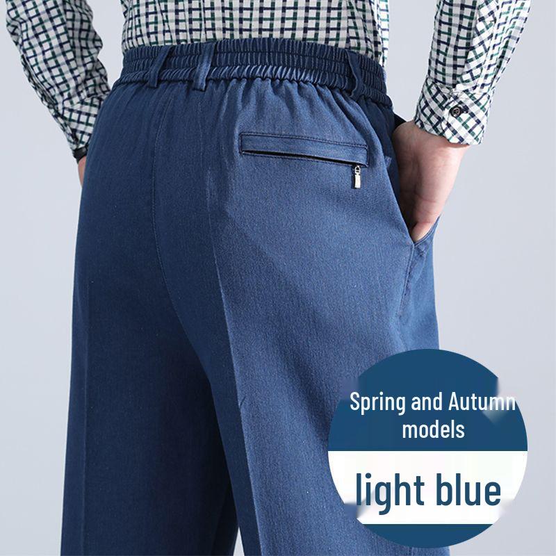 

Мужские джинсы прямого кроя на резинке для мужчин среднего и старшего возраста - Весенне-осенне-летний стиль 2XL for 135-150 kg