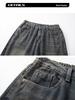 Calças Jeans Retas Largas Estilo Retro Hong Kong Lavadas Micro-Flare Comprimento Total para Homens e Mulheres - Calças Casuais de Trabalho