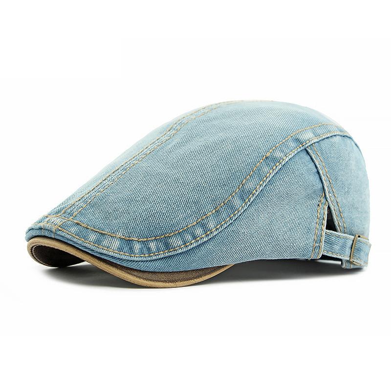 Spring Summer Denim Hat Men's Beret British Vintage Peaked Cap Women's Forward Cap