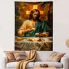 Jesus breaking bread spiritual art with halo Patterned tapestry for bedroom and living room home decor sofas