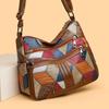 Women's Crossbody Bag Large Capacity Mother Bag Stitching Middle-Aged Soft Leather Shoulder Bag Mobile Phone Bag