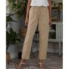 Pantaloni de vară kaki casual din bumbac, cu talie elastică, pentru femei, la modă, pantaloni drepți largi, cu buzunar Pantalon 24957