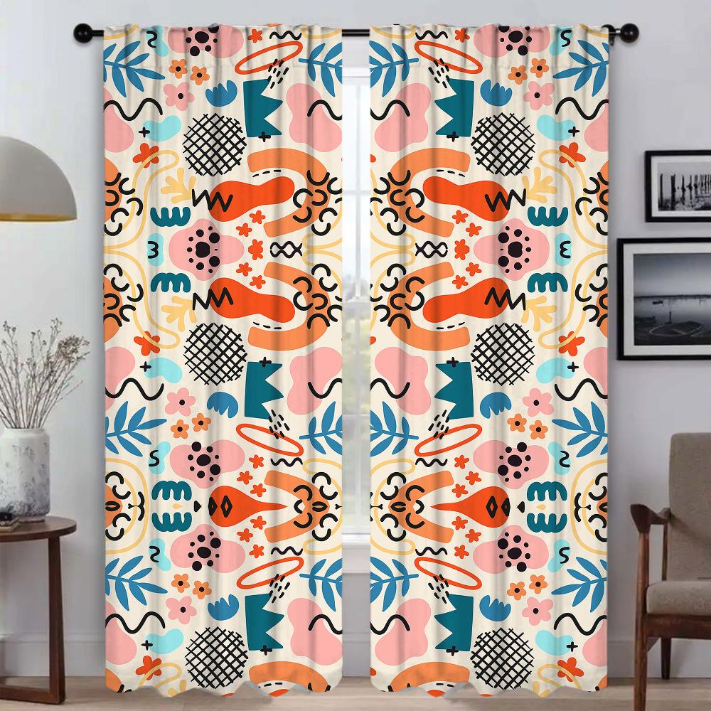 Art Pattern Home Interior Curtains Living Room Halloween Decoration Curtain Shades Tulle Bedroom Partition Darkening For Great Made Of Polyester