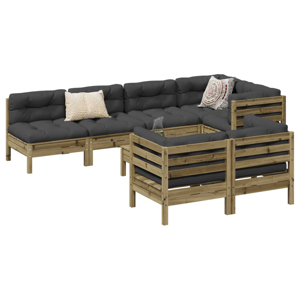 8 Piece Garden Sofa Set with Cushions Pressure Treated Pine Wood