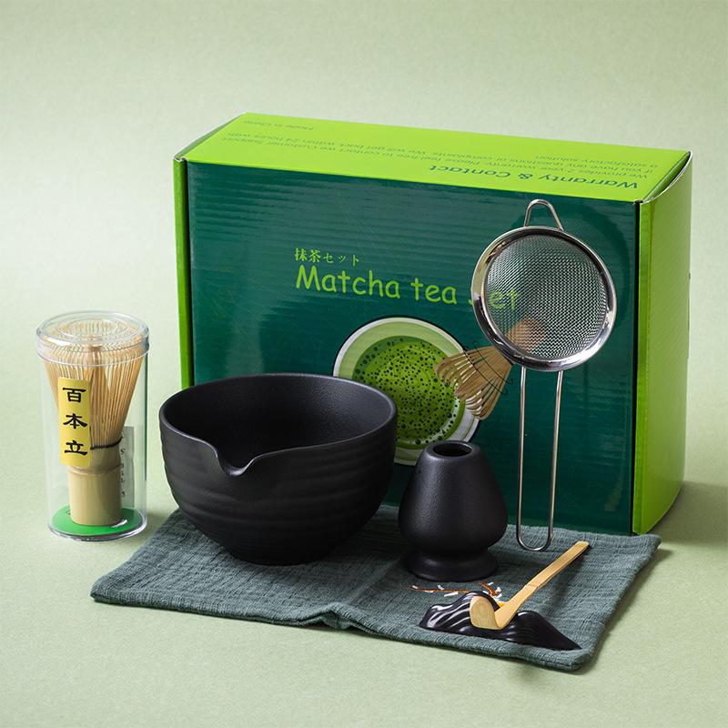 Matcha Whisk Set, 8Pcs Floral Ceramic Matcha Set Matcha Thoughtful Matcha Whisk Gift for Matcha Lover