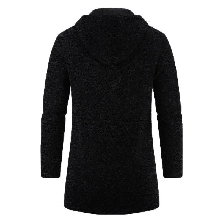 Men's Plus Size Hooded Mid-Length Fleece Knit Cardigan