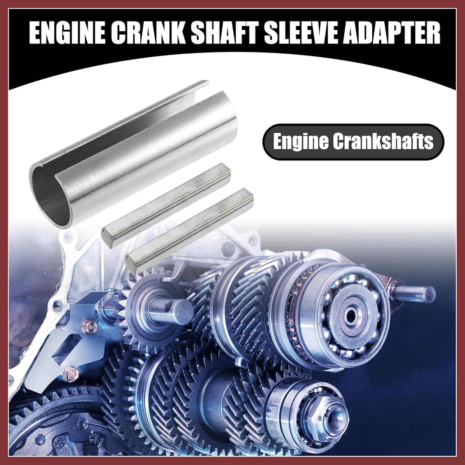 

1 Set 7/8 to 1 Universal Crank Shaft Sleeve Adapter - Car Gas Engine Pulley Crank Shaft Sleeve Adapter with Step Key - Metal Silver Tone Replace