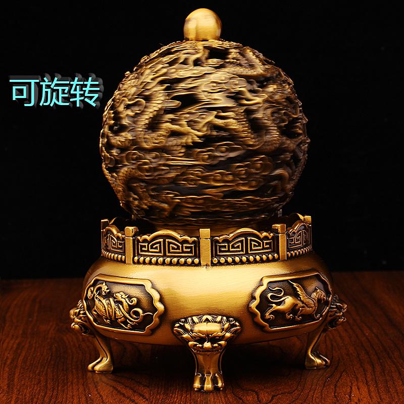 Brass Hollow Nine Turns Qiankun Incense Burner Office Home High-end Decoration Metal Handicraft Incense Pure Copper Ornament