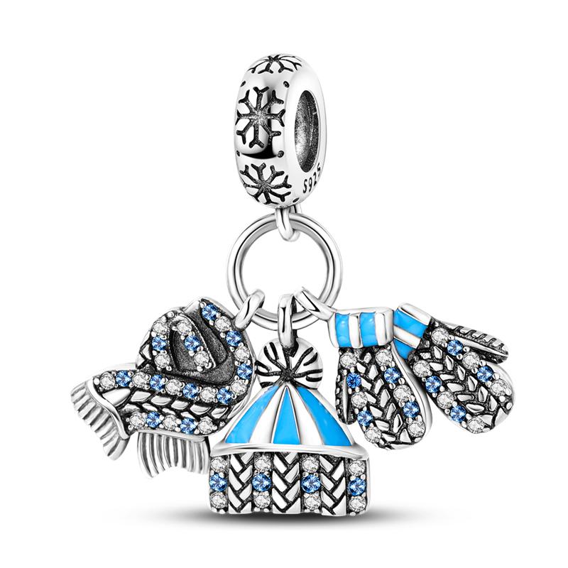 Fashion Copper Dangle Charm Beads Winter Snow Original Accessories Bracelets Diy For Pendant Necklace Making Women