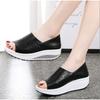 Genuine Leather Women's Sandals 2024 Summer New Platform Wedges Ladies Shoes Hollow Out Breathable Women Sandals Slippers