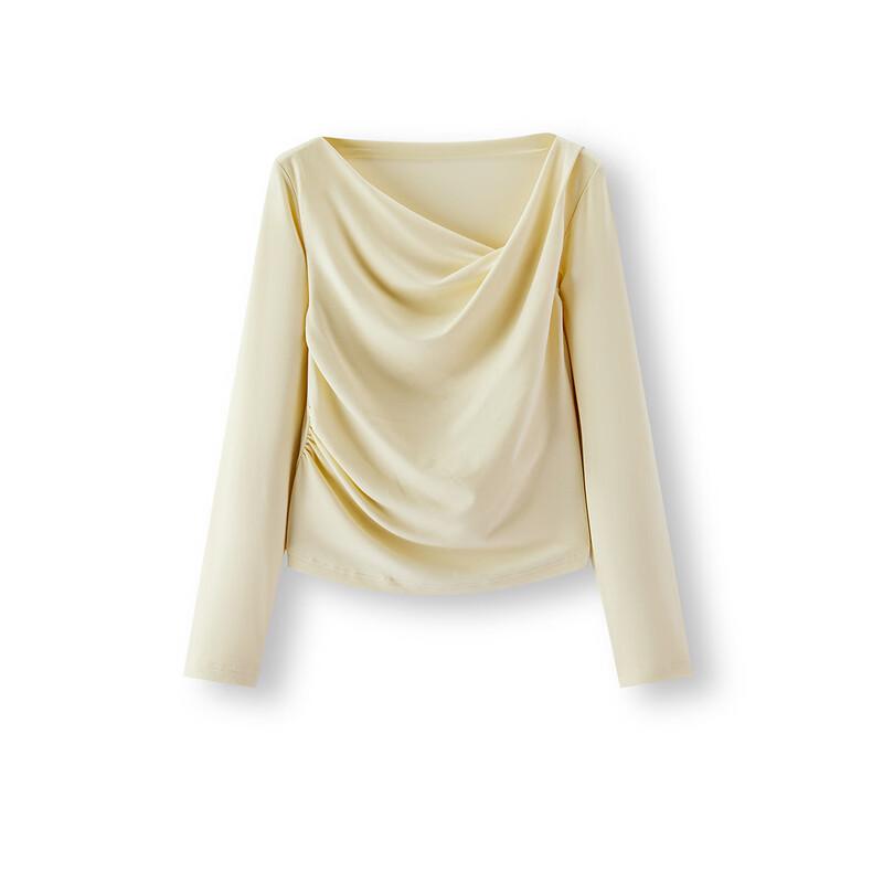 Semir Women's Asymmetrical Cowl Neck Off-Shoulder Slim Fit T-shirt