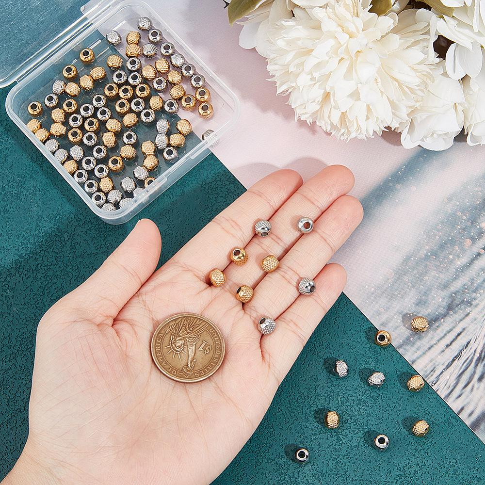1box 100pcs 2 colors 201 Stainless Steel Beads Cadmium Free & Nickel Free & Lead Free Rondelle Mixed color 6x5.5mm Hole: 2mm 50pcs/color