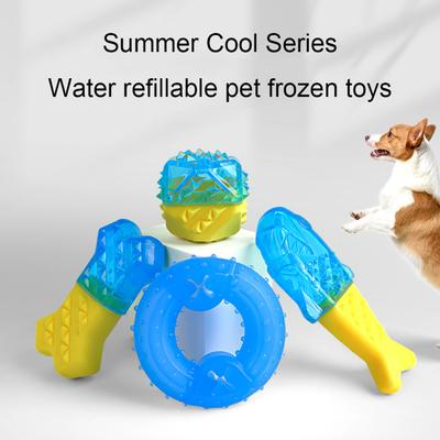 Summer Pet Cooling Chew Toy Freezable Textured Ring Shark Bone Ice Stick Cube Puppy Toy Water Filling Dog Teeth Cleaning Toy