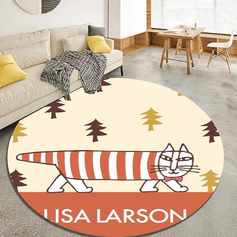 Lisa Larson Cute Round Area Rug,Carpet Rug for Living Room Bedroom Sofa Playroom Decor,Non-slip Floor Mat Q0022