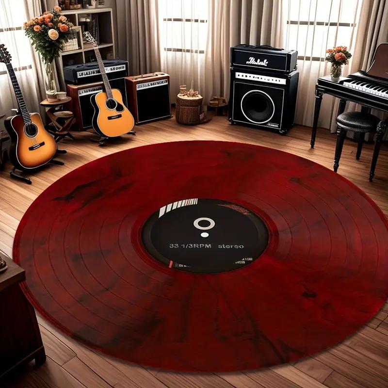 Retro Vinyl Record Carpet Music Practice Room Non Slip Floor Rug for Living Room, Bedroom, Office Decor Fashionable Home Decor