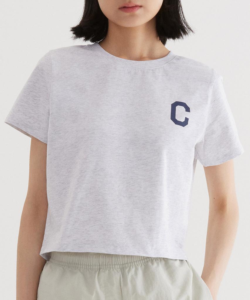 COVERNAT (W) C Logo Crop T-Shirt Heather Gray