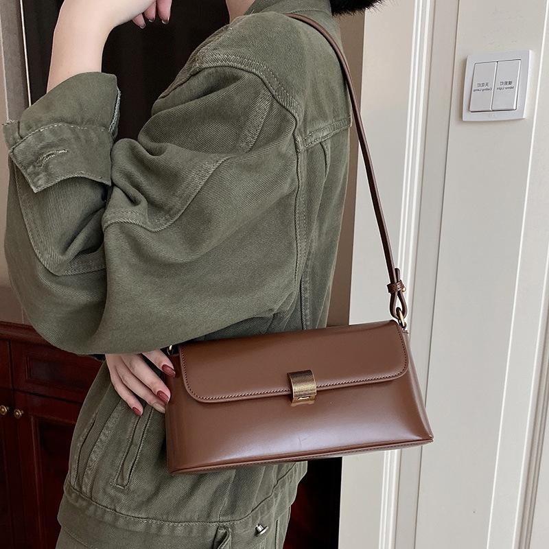 Leather handbag women's new trendy fashion retro underarm bag method stick bag medieval shoulder messenger women's bag