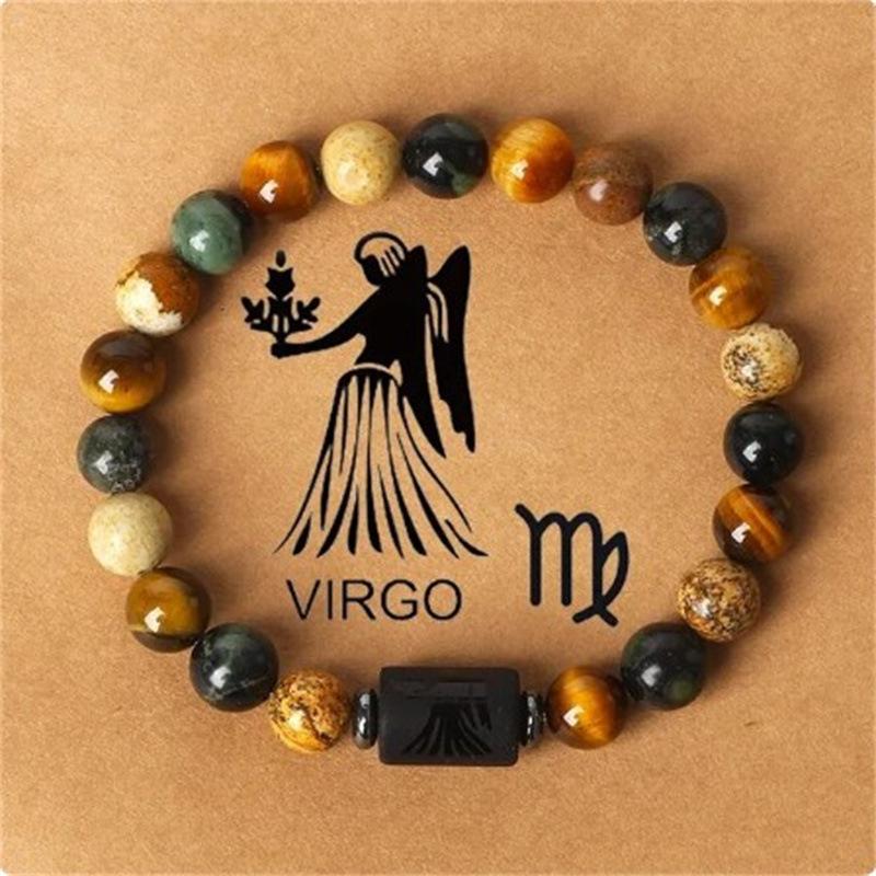 12 Constellation Natural Stone Bracelet Classic Minimalist Yoga Meditation Jewelry For Women Men Birthday Valentine's Day Gift