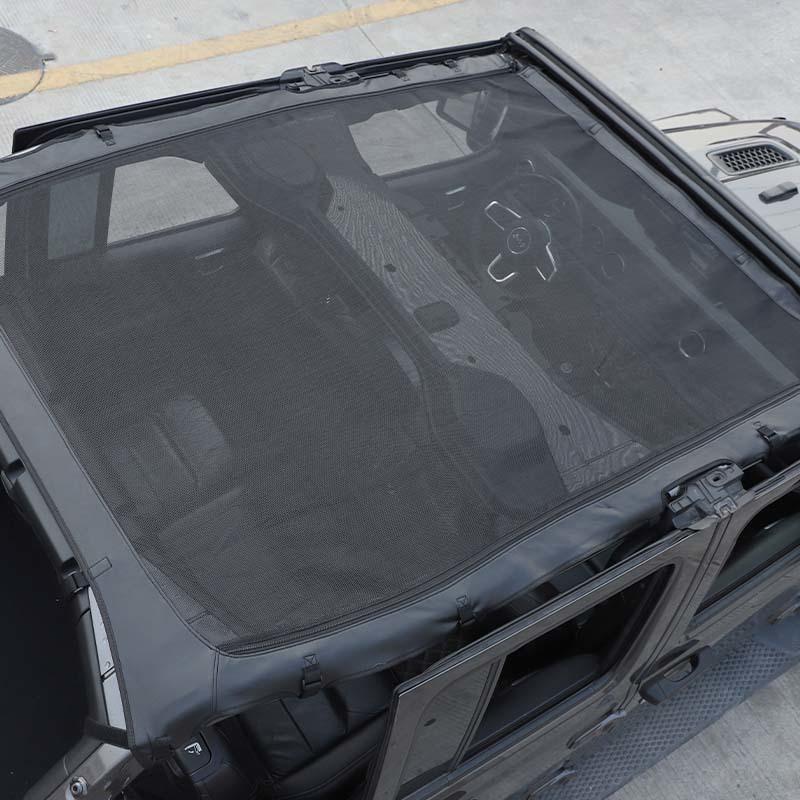 Sunshade Full Mesh Shade Top Anti-UV Leateher Top Cover for Jeep Wrangler JL 2018 Up  4-Door Version Provide UV Protection Car Accessories