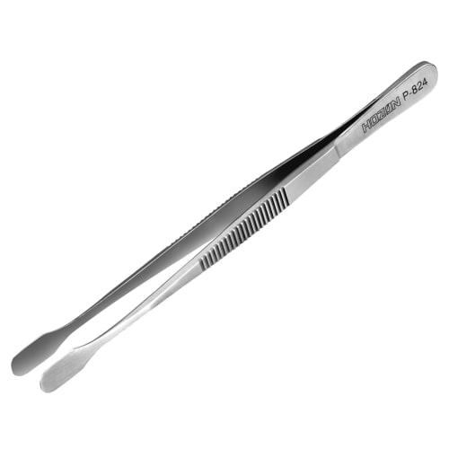 HOZAN Tweezers, Spatula-Shaped, 125mm Total Length, 8mm Opening, Stamp Tweezers, P-824
