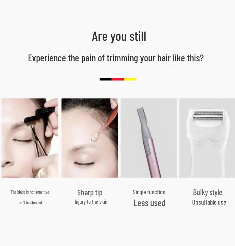 Women's Electric Eyebrow and Nose Hair Trimmer & Razor Set