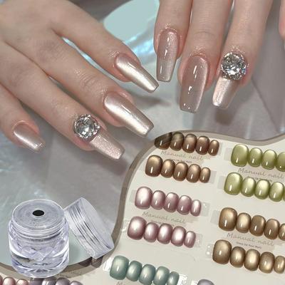 Nagelglitzer Universal Porzellan Weiß Katzenaugenpuder Spiegelglitzer Treibsand Nageldekoration DIY Feines Puder