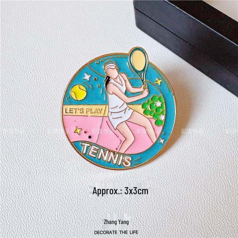 Multi-Sport Emblem Pin: Football, Basketball, Badminton, Tennis, Baseball, Billiards, Table Tennis, Volleyball Brooch