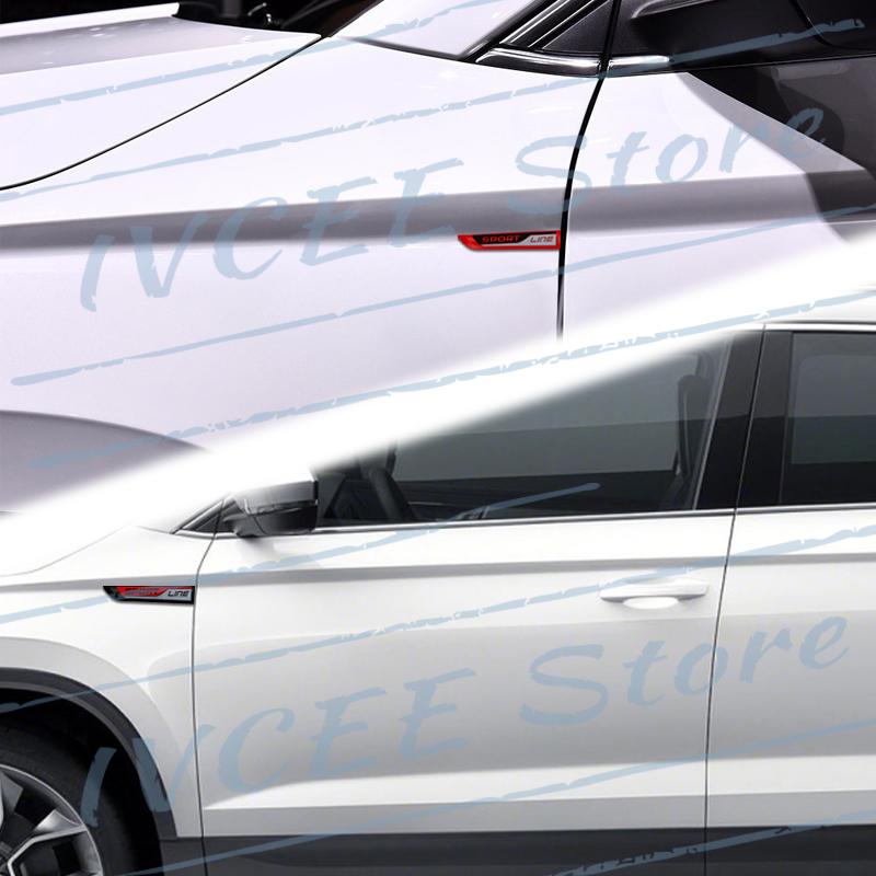 1 Set Auto Metaal Sportlijn Embleem Zijdebody Badge Sticker Voor Skoda Kodiaq Karoq Superb Octavia Fabia Rapid VRS 4X4