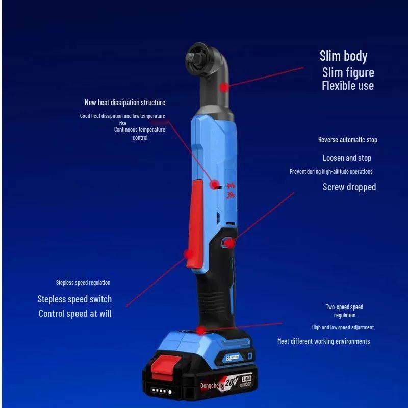 Dongcheng 20V Cordless Brushless 90-Degree Angle Impact Wrench CN plug (adapter included)
