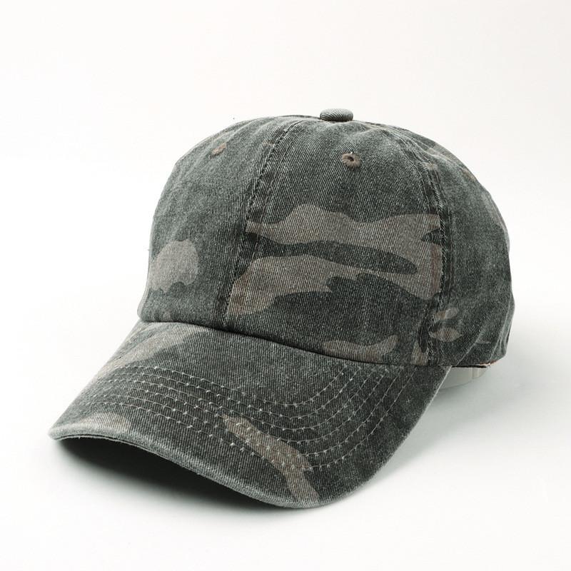 Cotton Washable Camouflage Baseball Cap With Curved Brim For Summer Casual Wear