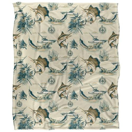 JQ Licensing Jl-Jp-Jq 2 Silky Tiki Flower Fishing Supersoft Blanket
