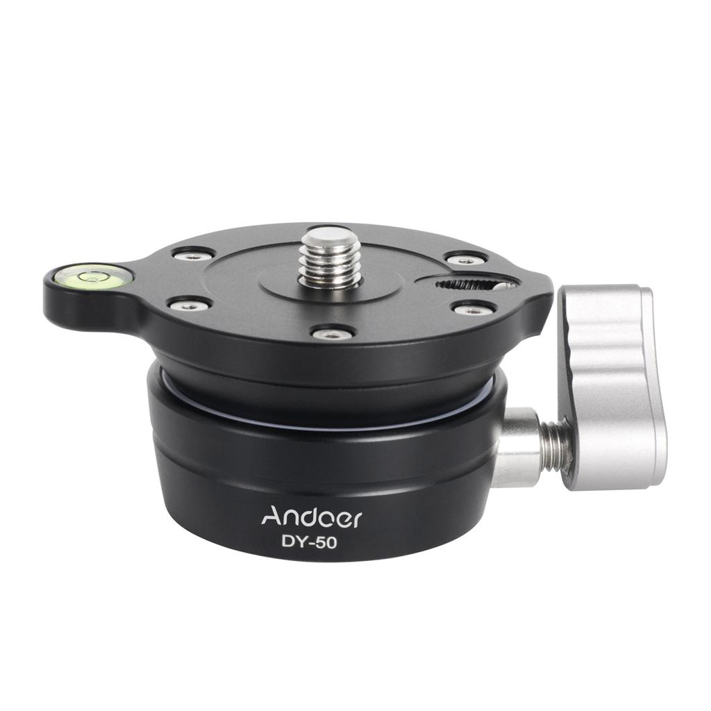 Andoer DY-50 Stativ Vyrovnávací základna Panoramatické fotografování Hlava stativu z hliníkové slitiny Sklon 15 stupňů