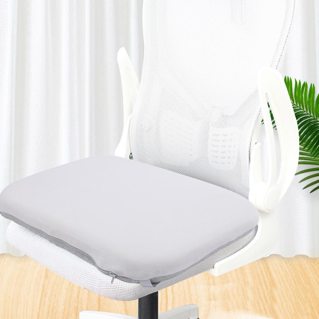 Dining Chair Cushion Light Grey Memory Foam Non Slip Bottom Gripper Chair Pad with Lace