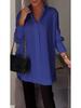 Plus Size Women's Casual Long-Sleeve Multi-Color Solid Shirt