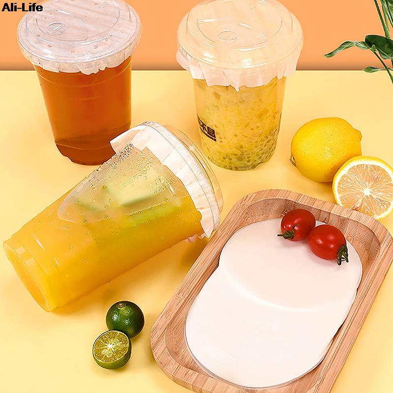 500Pcs Round Shape Leak Proof Paper Films Coffee Spill Proof Gasket Kitchen Supplies Juice Milk Tea Coffie Cup Leakproof Tool