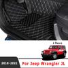 Car Floor Mats For Jeep Wrangler JL 4 Door 2024      2018 Luxury Leather Rug Cover Auto Foot Pads