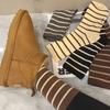 Couple Matching Fall Winter High Knee Socks Black White Striped Retro College Style His Hers Unisex Preppy Thigh Long All Match