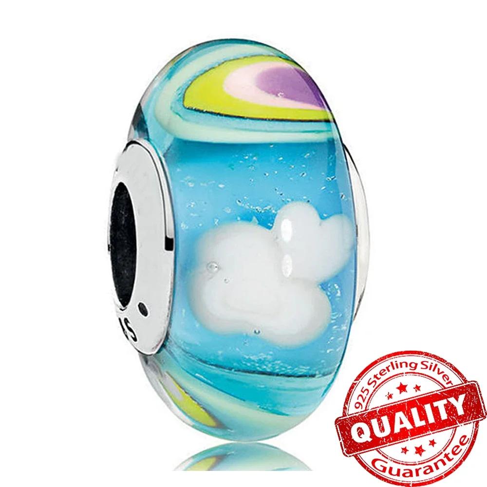 Copper Pink Flower Murano Glass Beads Charm Fit Original Bracelet Necklace Faceted Murano Diy Women Luxury Jewelry