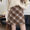Plaid Woolen High-Waist A-Line Hip-Hugging Skirt - New Women's Collection for Early Autumn/Winter 2026