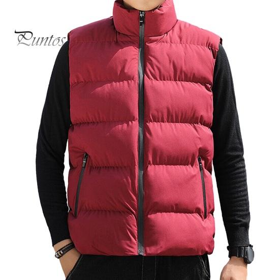 

Мужской хлопковый жилет осень-зима с воротником-стойкой, без рукавов, застежкой-молнией, с карманами, однотонный утолщенный стеганый жилет, пальто M красный