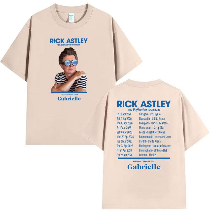Rick Astley Reflection Tour 2026 Print T Shirts Unisexs Retro High Quality Fashion Tshirt Casual Oversized Cotton Tees Streetwear