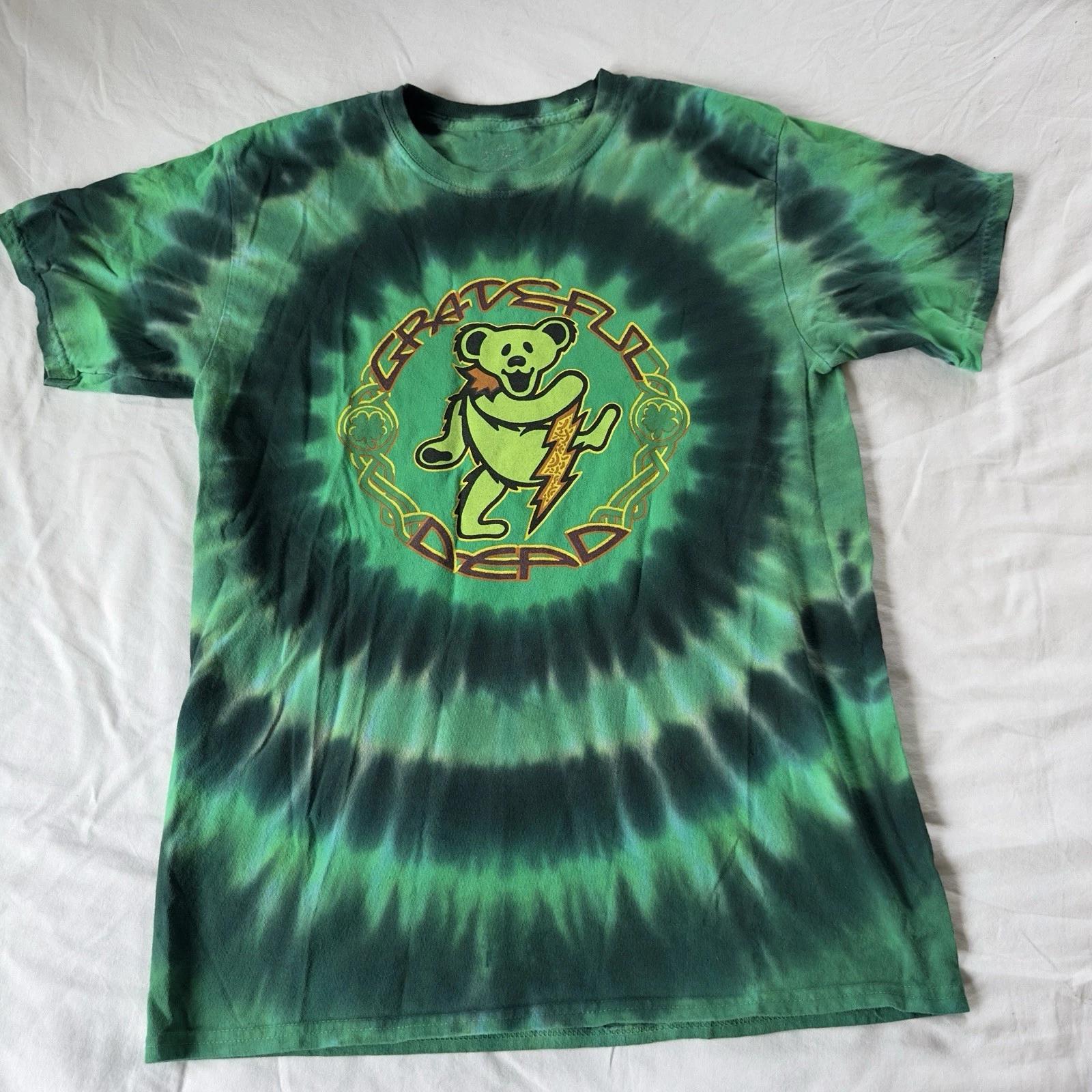 Grateful Dead Bears Irish Four Leaf Clover T shirt Size M Sundog Green Tye Dye 4XL