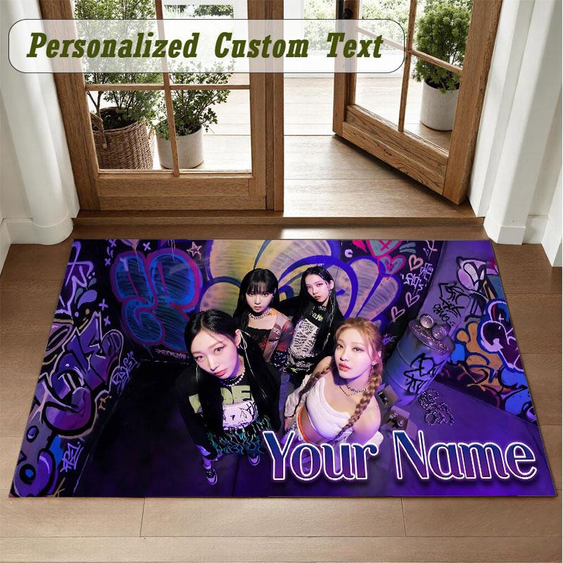 Crystal Velvet Square Rug Custom Nameaespa Pattern Non Slip Home Floor Decor Rug