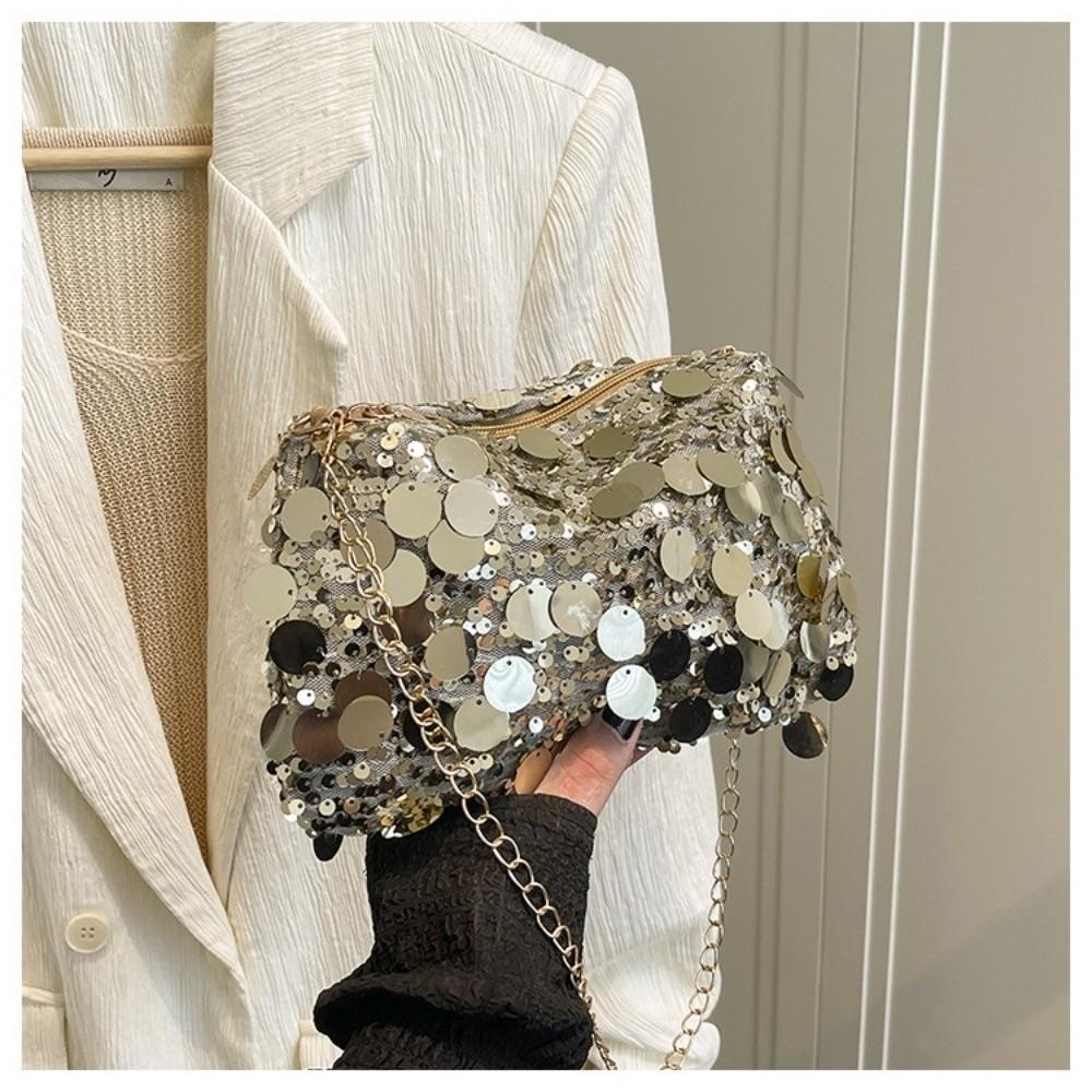 Large Capacity Chain Tote Bag Blingbling Evening Party Bag INS Female Handbag  Banquet