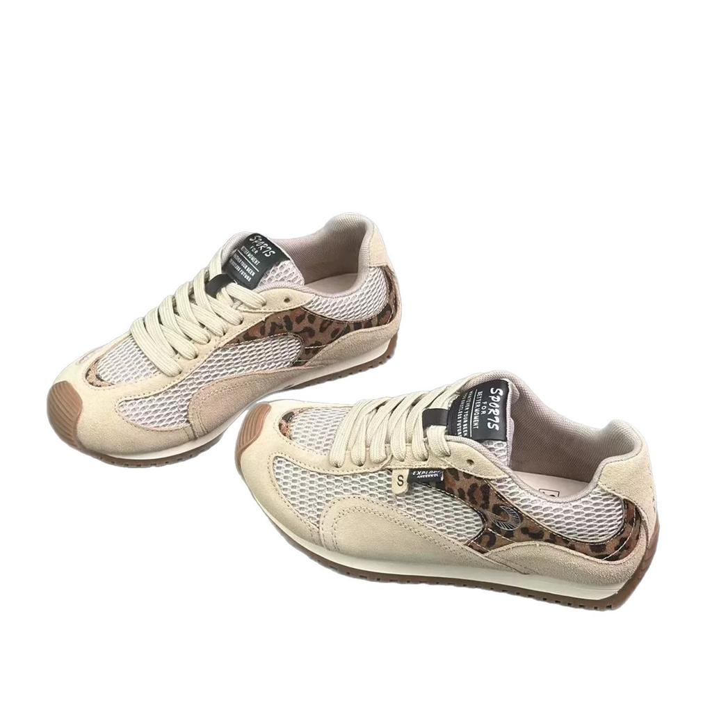 2025 Summer New Versatile Thick Sole Heightened Thank You Forrest Gump Shoes Women's Mesh Breathable Leather Sports Dad Shoes Tide