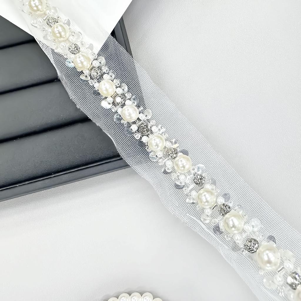 Mesh Bottom Heavy Industry Handmade Rhinestone Pearl Lace Diy Hair Accessories Fashion Clothing Neckline Accessories Barcode